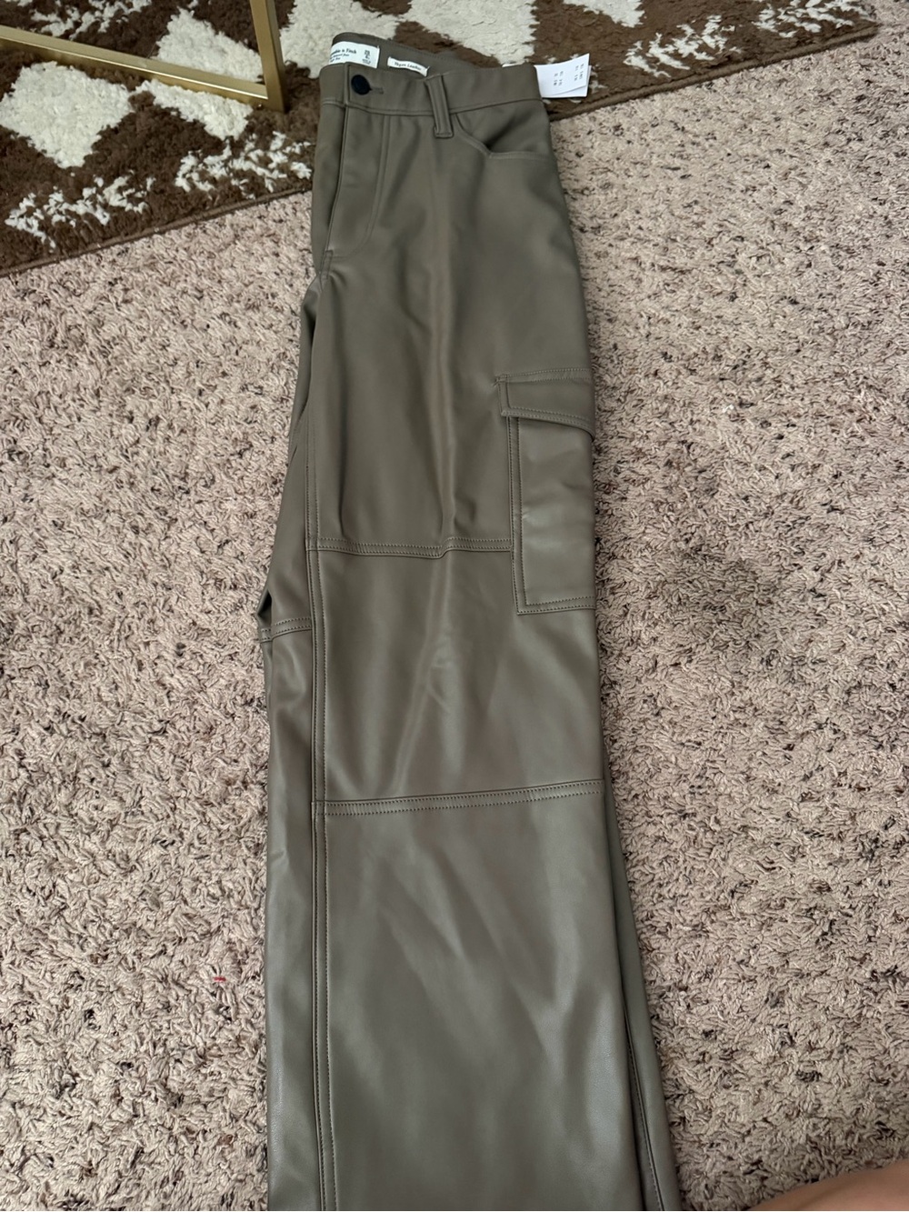 Abercrombie Taupe Faux Leather Cargo Pants